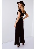 Set crop top negru cu pantaloni largi 8108 - Magazin online - Boutique